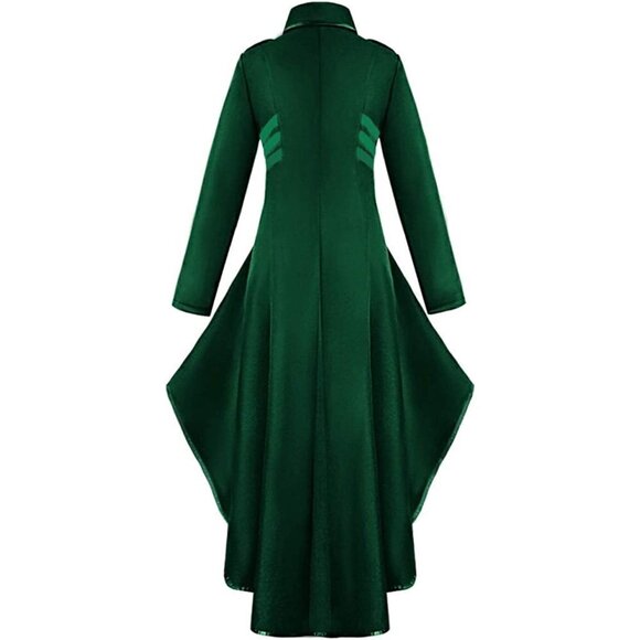 STEAMPUNK Victorian Swallow Tail Long Trench Coat Jacket Green Cosplay Punk NWT - Picture 4 of 7